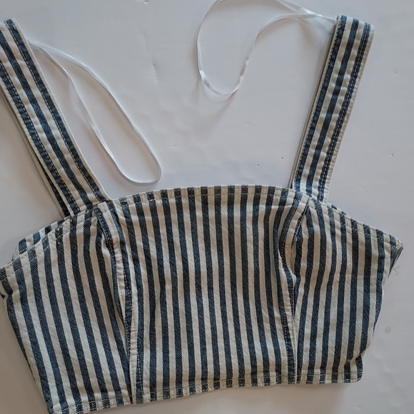 Zara Tops - New Zara Denim Stripe Bodice Crop Top Size XS
